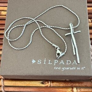 Silpada Sterling Silver Cross Pendant Necklace 17”